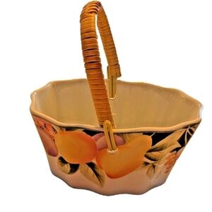 2/20$ Ceramic Basket with Fruit Motif and Handle